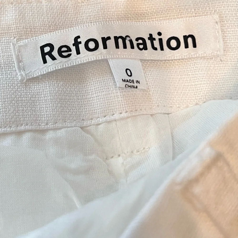 Reformation Pants Vesta White Linen Wide Leg Trousers‎ Sz 0